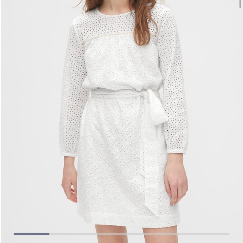Gap Womens Small Eyelet Tie-Belt Dress